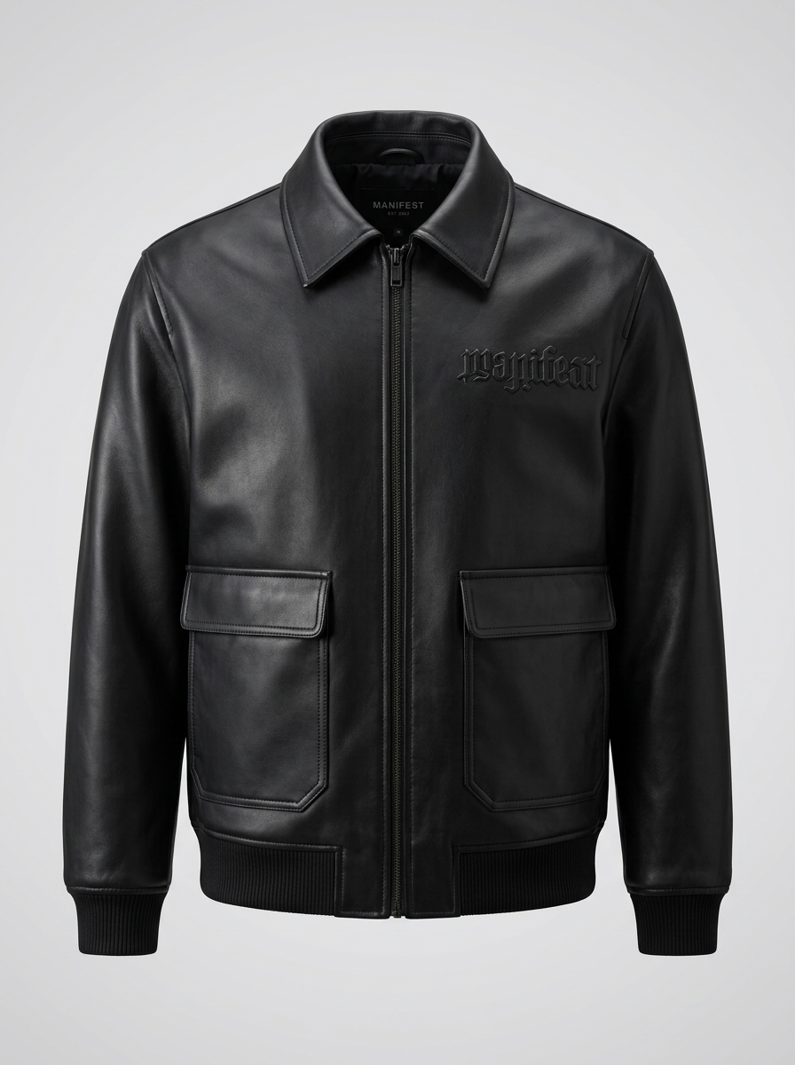 Leather Embossed Bomber